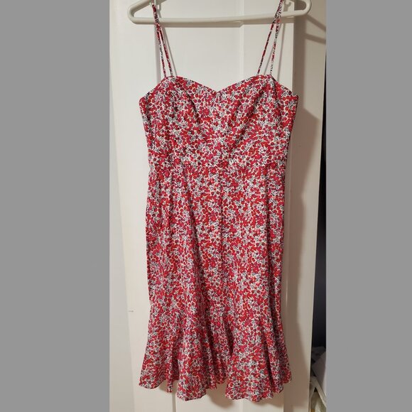J Crew x Liberty Wiltshire Floral Berry Ruffle Hem Midi Dress Size P8 - Picture 3 of 7